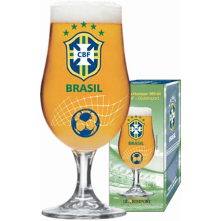 Taça de Cerveja em Vidro Munique Seleção Brasileira 380ml na Caixa