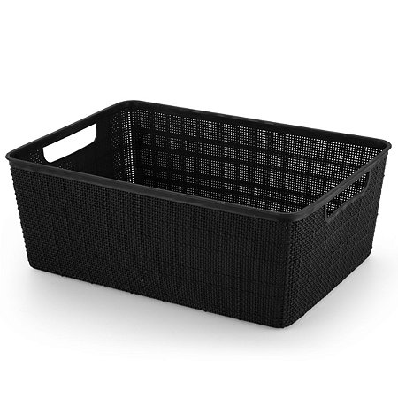 Caixa Organizadora Rattan Sem Tampa 10,5 Litros Preto