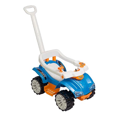 Carrinho de Passeio Infantil Quadriciclo Azul com Proteção e Empurrador até 25 KG