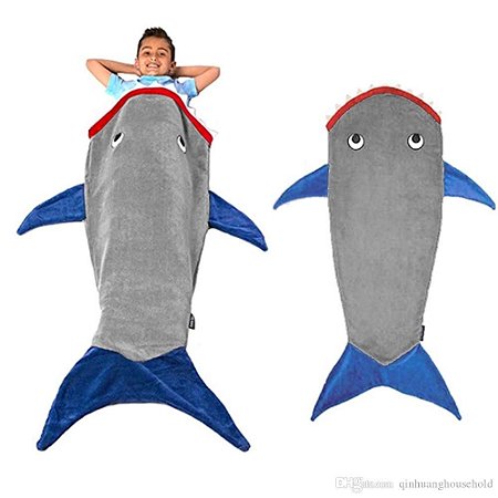 Cobertor Infantil Tubarão Cinza