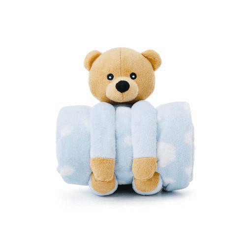 Manta Bebê Azul Urso Teddy de pelúcia