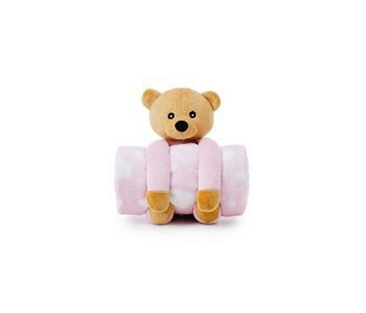 Manta Bebê Rosa Urso Teddy de pelúcia