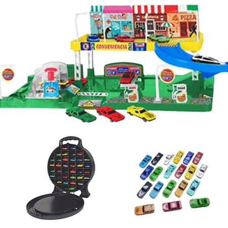 Posto de Gasolina de Brinquedo Splash Center com 20 Carrinhos e Garagem