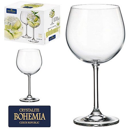 Jogo de 2 Taças de Gin de Cristal Gin Tonic Bohemia 620 ML