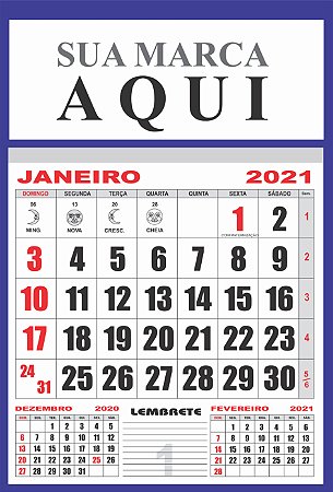 Folhinhas Personalizadas Comercial Grande 32 x 47cm