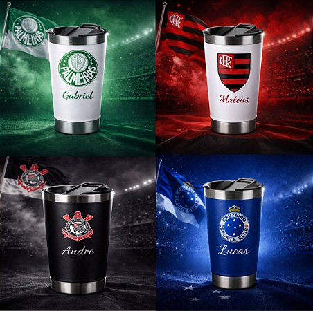 Copo Térmico Personalizado Time + Nome | Bebida Gelada por Horas