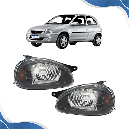Farol Corsa Carcaça Preta Moldura Cinza para Motor (2000 2001 2002 2003 2004 2005 2006 2007 2008 2009 2010) - Original ARTEB
