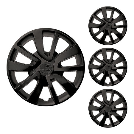 Jogo de Calota Logan/Sandero Aro 15 Preto Fosco 2014/2020 GRID 869AR
