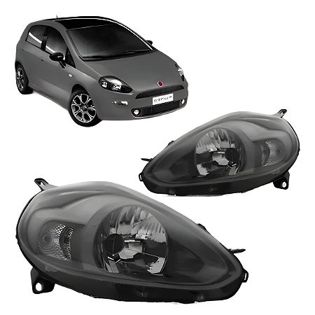 Farol Punto Mascara Cinza Plug Red (2012/2016) - MG
