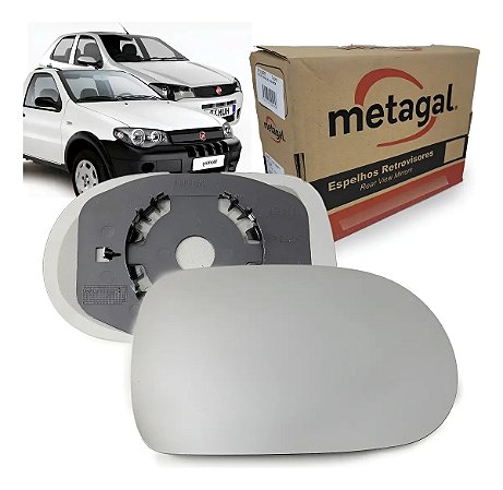 Lente Retrovisor Com Base Palio/Siena 2001 2002 2003 Uno 2004 2005 2006 2007 2008 2009 - METAGAL