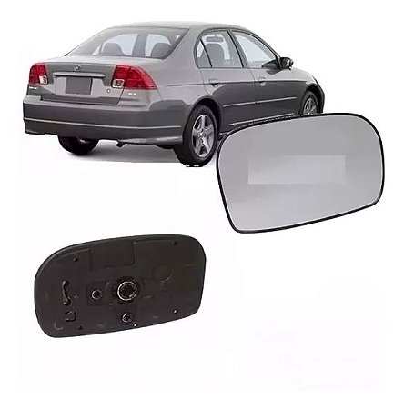 Lente Retrovisor Civic com Base Prata  (2001/2006) - METAGAL