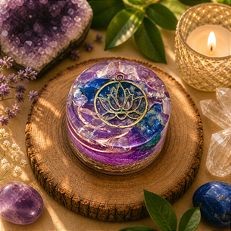Orgonite redondo mini flor de lótus - Renovação, deixar o passado para trás em direção a uma vida com plenitude