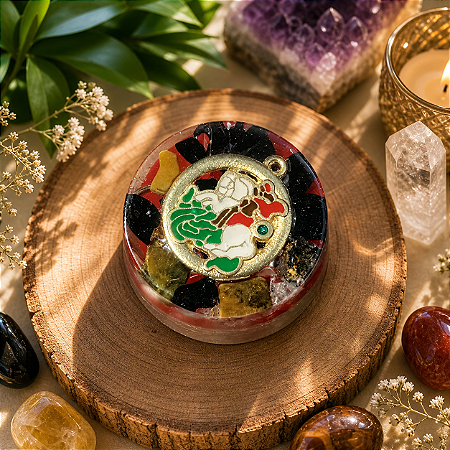 Orgonite redondo mini São Jorge - Vencer obstáculos e abrir caminhos