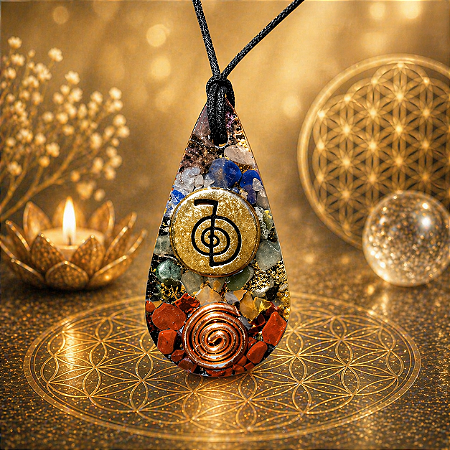 Orgonite Pingente G Cho-Ku-Rei com 7 chakras
