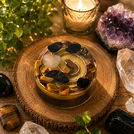 Orgonite para proteção do lar e carro - Ideal para colocar na porta de casa e dentro do carro com turmalina negra e olho de tigre