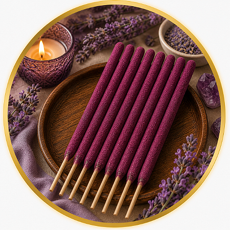 💜 Incenso Triplo Artesanal de Lavanda – Calmaria, Harmonia e Equilíbrio Emocional