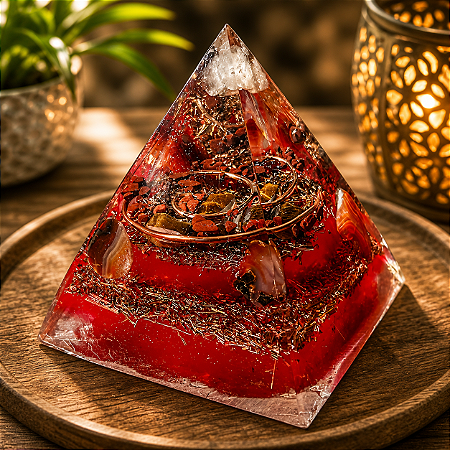Pirâmide Orgonite Desperta Força Interior e Coragem - Ideal para eliminar medo, aumento coragem, fazer o que precisa ser feito e fortalecimento do eu