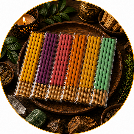 Kit 6 Incensos - Palo Santo, Lavanda, Patchouly, Canela, Mirra e Arruda