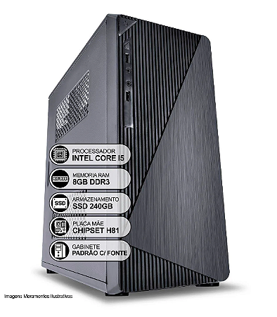 Computador Intel i5-4570 8GB SSD 240GB Gabinete com Fonte