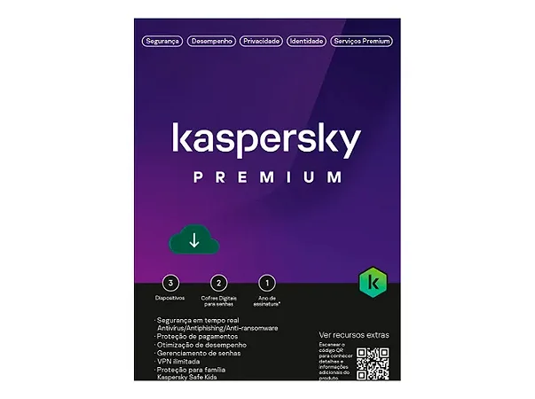 Antivírus Kaspersky Premium 3 dispositivos 1 ano ESD - KL1047KDCFS