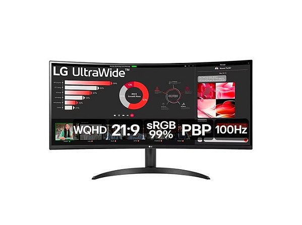 Monitor LG 34" 100Hz 5ms UltraWide Curvo - 34WR50QC-B.AWZM