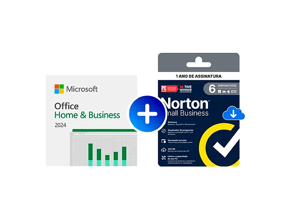 Microsoft Office Home and Business 2024 ESD + Norton Small Business Attach 12 meses 1 usuário 6 dispositivos - EP2-06608B