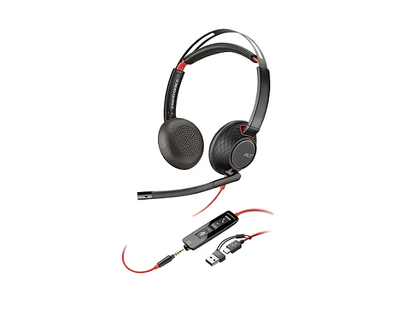 Headset HP Poly Blackwire 5220 Stereo USB-A/C Preto - 8X231AA