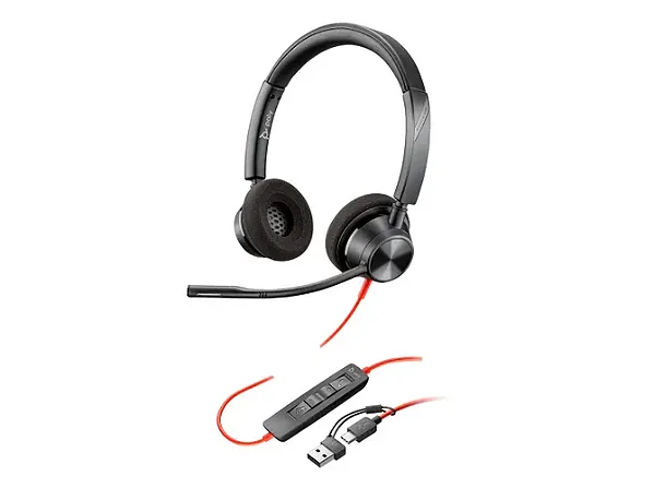Headset HP Poly Blackwire C3320 USB-C/A Preto - 8X219AA