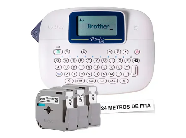 Rotulador Eletrônico Brother com 3 fitas Branco - PTM95WTBP