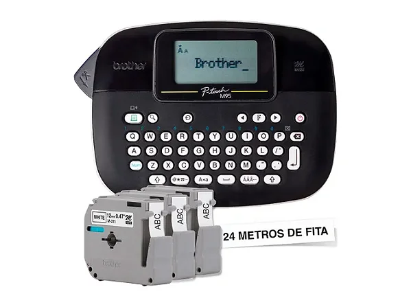 Rotulador Eletrônico Brother PT-M95BKBP P-Touch Portátil Preto com 3 fitas - PTM95BKBP