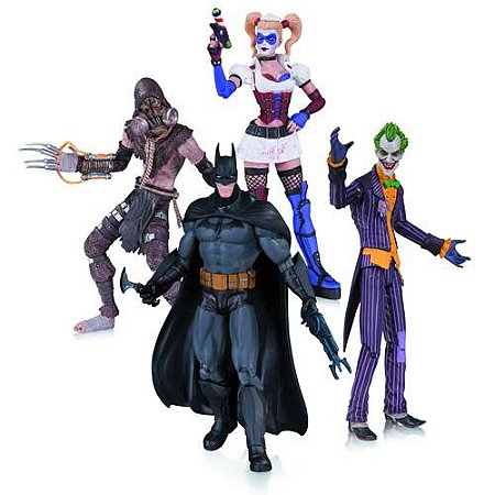 Batman Arkham Asylum - Joker, Batman, Harley Quinn & Scarecrow (4 Pack) - Dc Collectibles