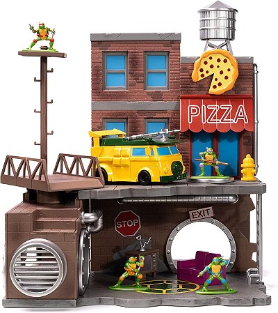 Diorama Tartarugas Ninjas - Turtle Lair - Nano Scenes - Jada Toys