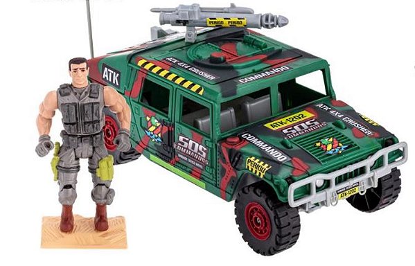 Veículo ATK Crusher 4X4 Comandos + 1 Figura - SOS Comandos - Gulliver