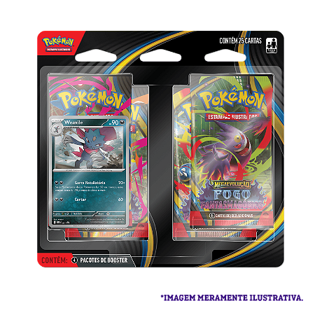 Blister Quadruplo Pokémon Weavile ME02 Fogo Fantasmagórico - Copag