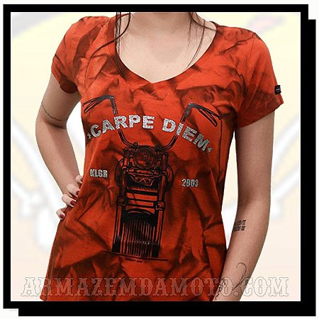 CAMISETA FEMININA CARPE DIEM ESTONADA LARANJA