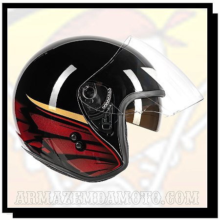 CAPACETE BIEFFE ALLEGRO SOUL PRETO E RUBRO BRILHO
