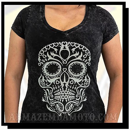 CAMISETA FEMININA CAVEIRA HENNA