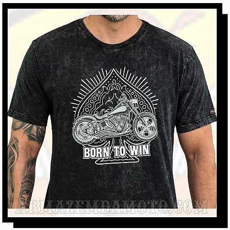 CAMISETA BORN TO WIN ESTONADA PRETA