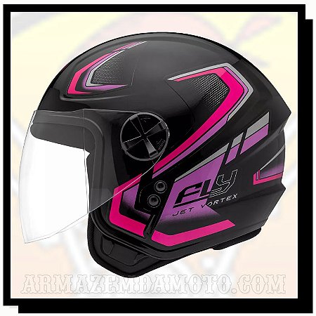 CAPACETE FLY JET VORTEX PRETO / PINK