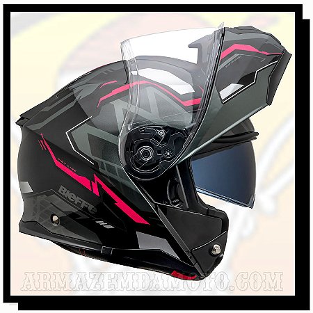 CAPACETE ESCAMOTEÁVEL BIEFFE B-DYNAMIC ATTRACTIE PRETO / ROSA