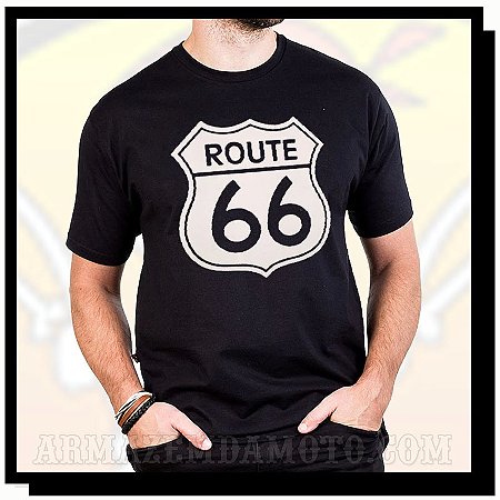 CAMISETA PRETA ROTA 66 MOTOCICLISMO