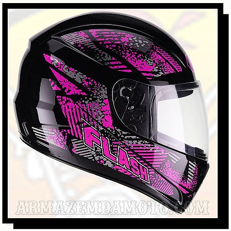 CAPACETE FLY F-9 FLASH PRETO / ROSA