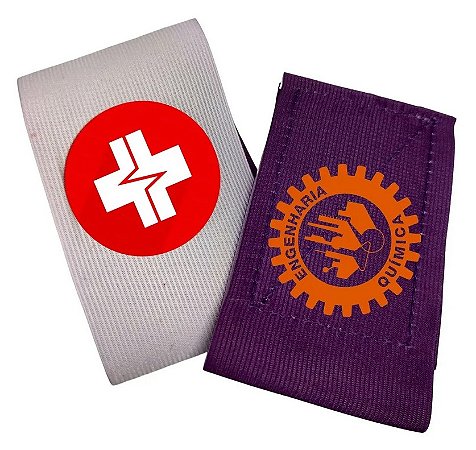 Braçadeira de Identificação Elástica (Par) - Dupla Face Roxa e Branca (Engenheiro e Médico)