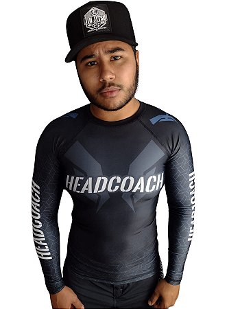 Rashguard Lycra Headcoach Manga Longa Geometric Preta