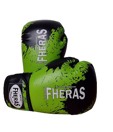 LUVA DE BOXE TOP ADULTO SINTÉTICO SPLASH VERDE  FHERAS