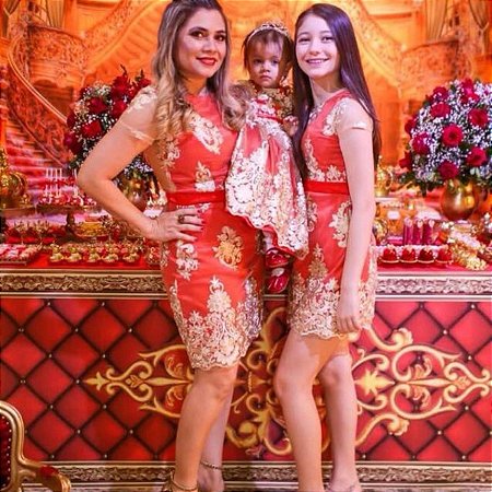 vestido tal mãe tal filha vermelho