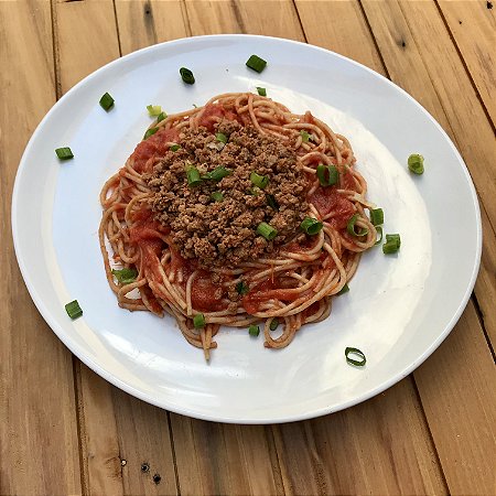 Patinho moído e macarrão integral 400g