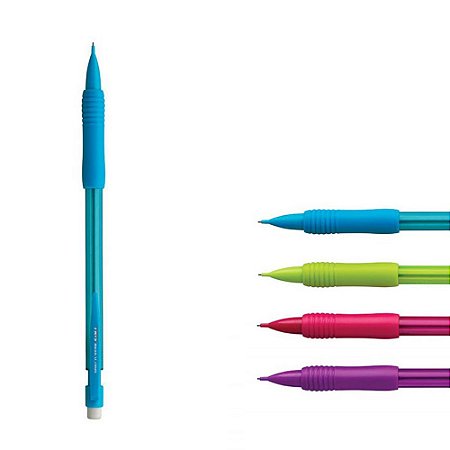 Lapiseira neon 0,7mm com borracha Azul- Tris