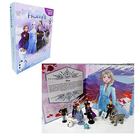 Brinquedo Kit De Figuras Frozen 2 Livro + Cenário Gigante Decoração