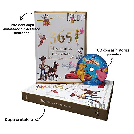 Livro Infantil 365 Historias Para Dormir Disney Luxo + Cd
